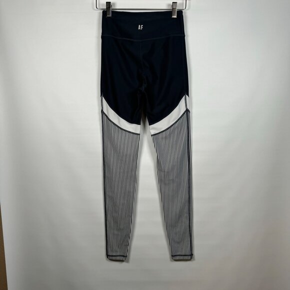 All Fenix Women's XS Striped Leggings Blue White Colorblock High Rise Activewear - Picture 4 of 15